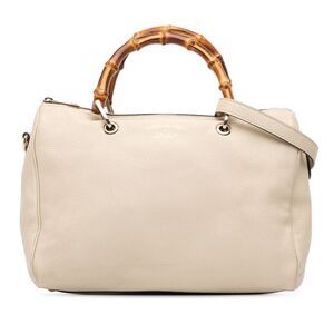 Gucci Medium Calfskin Bamboo Shopper Boston Bag